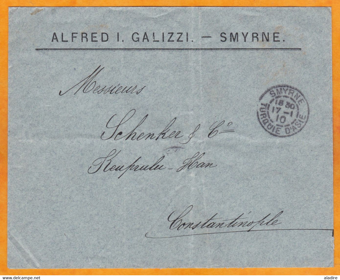 1910 - BFE - 10 C Mouchon Sur Enveloppe De Smyrne Vers Constantinople - Cad Arrivée - Lettres & Documents