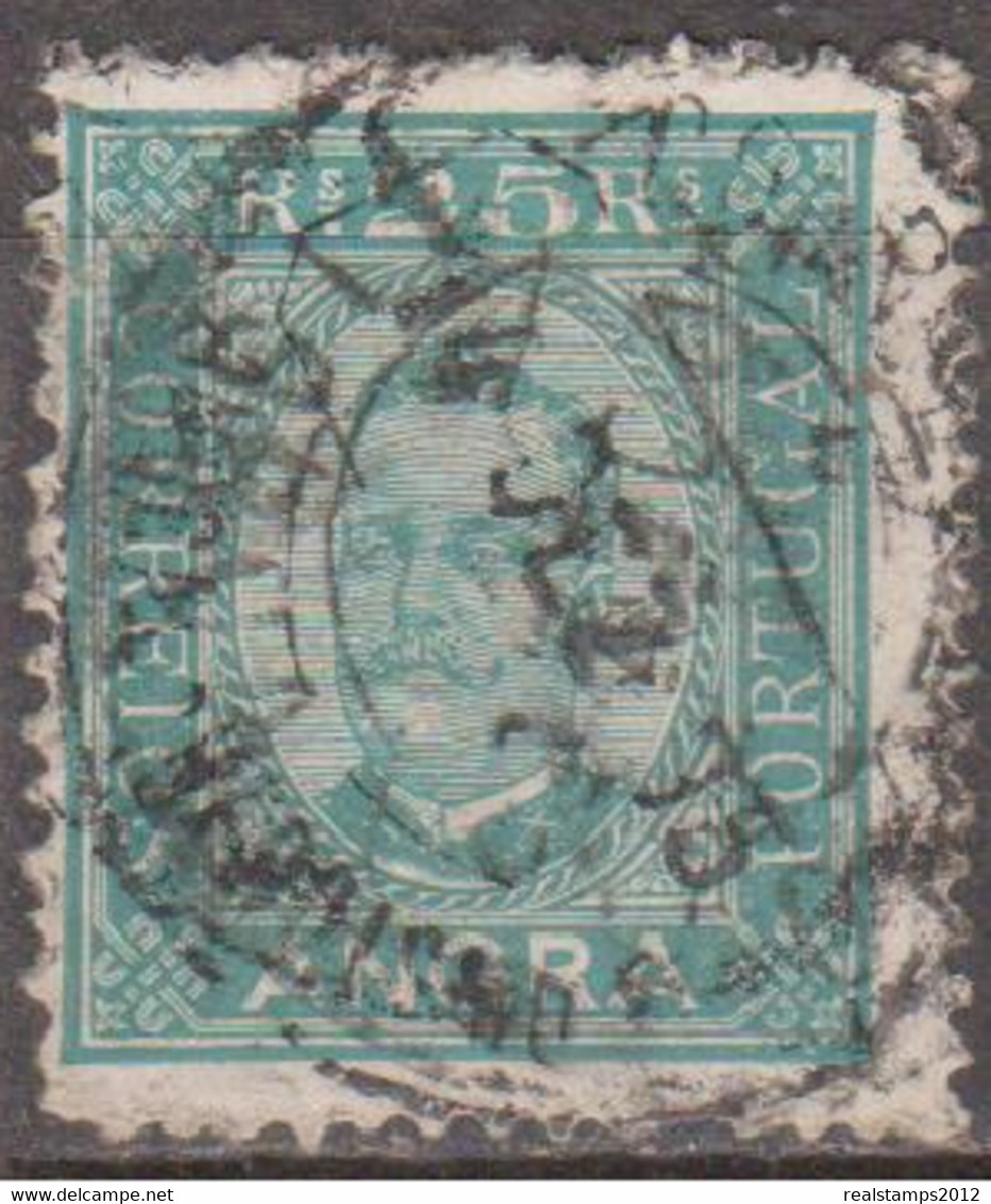 ANGRA (Açores)-1892-1893, D. Carlos I. Tipos De Portugal C/ Legenda «ANGRA»   25 R.  D. 11 3/4 X 12  (o)  MUNDIFIL  Nº 5 - Angra