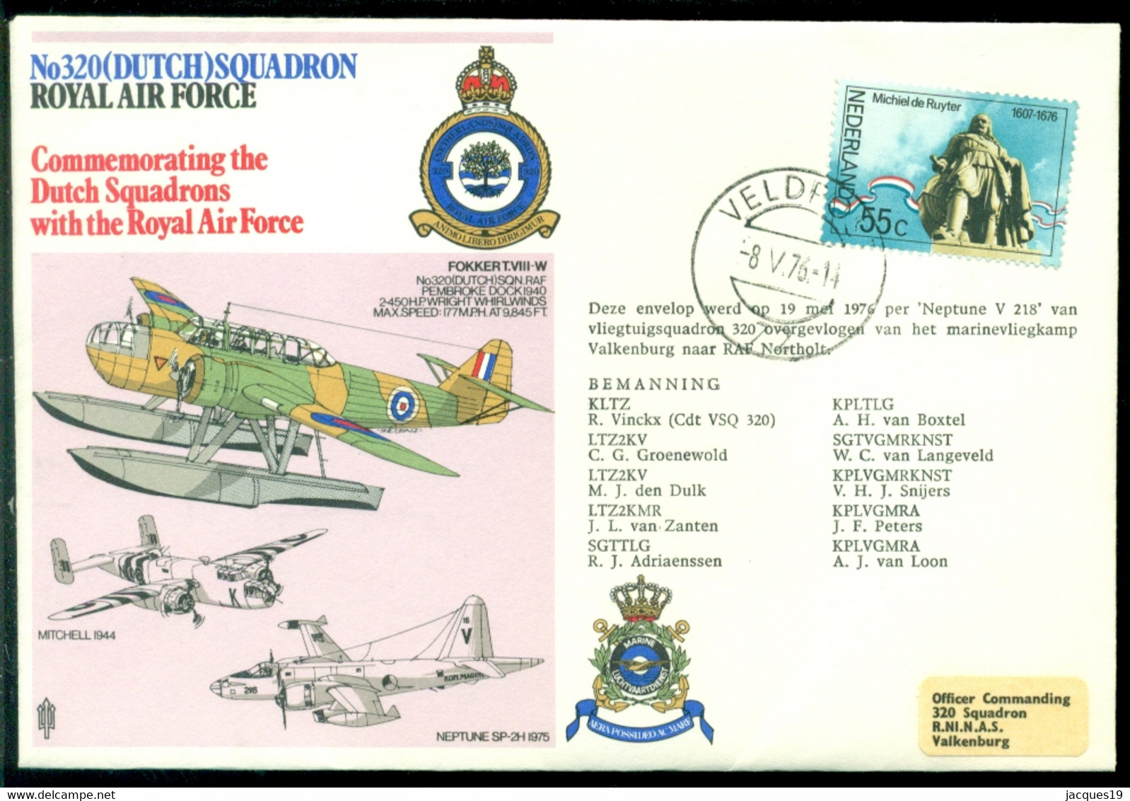 Nederland 1976 RAF Ter Herinnering Aan De Nederlandse Squadrons Bij De RAF - Lettres & Documents