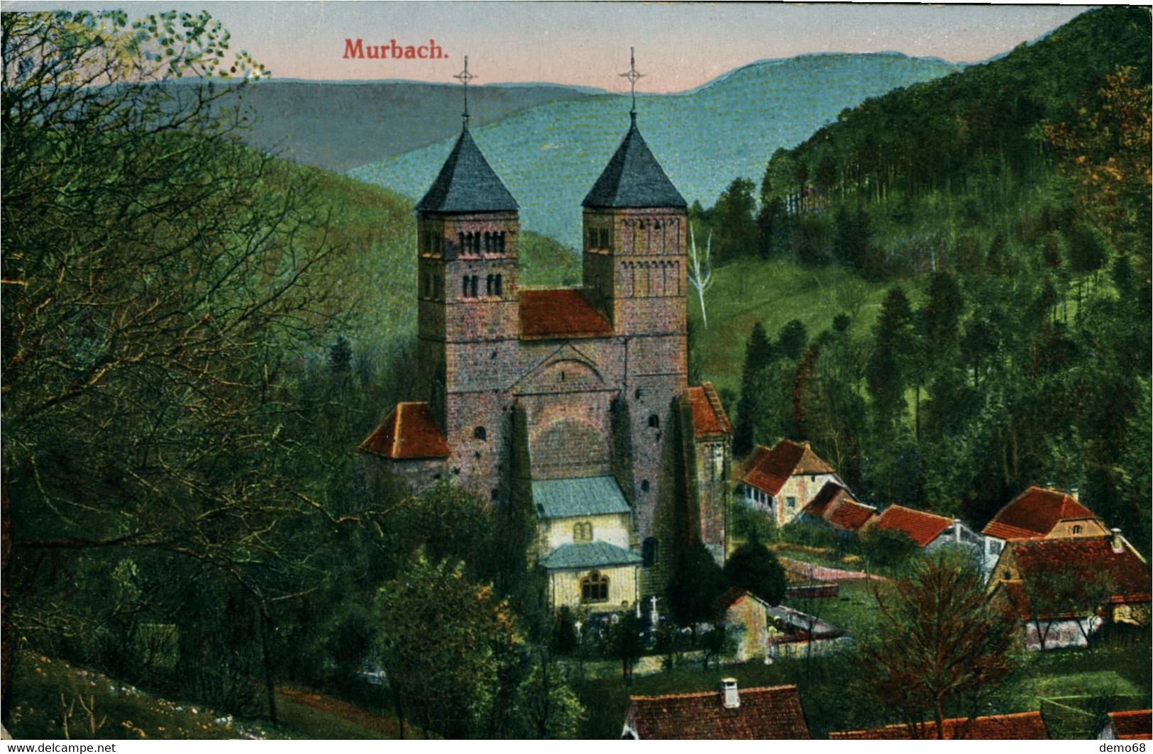 Murbach Abbaye Litho Felix Luib Vallée De Guebwiller CPA 68 Haut Rhin - Murbach