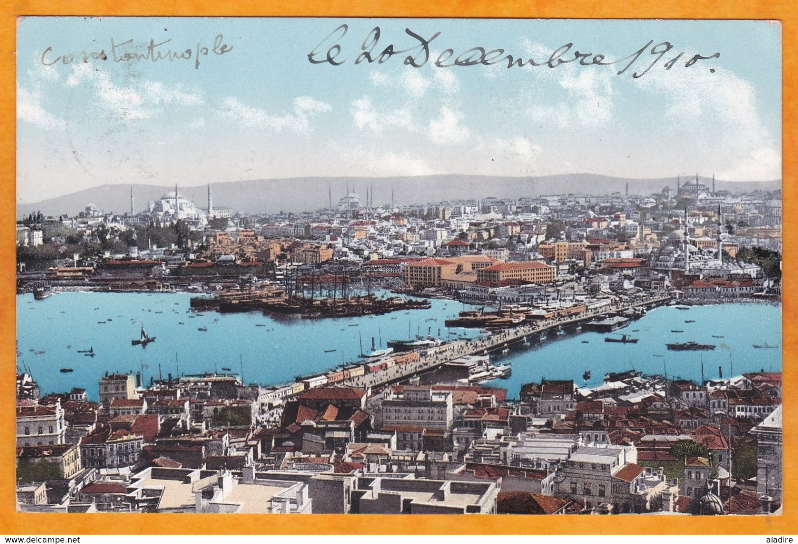 1910 - BFE - 10 C Mouchon Sur CP De Constantinople Pera Vers Lyon - Pont De Galata - Covers & Documents