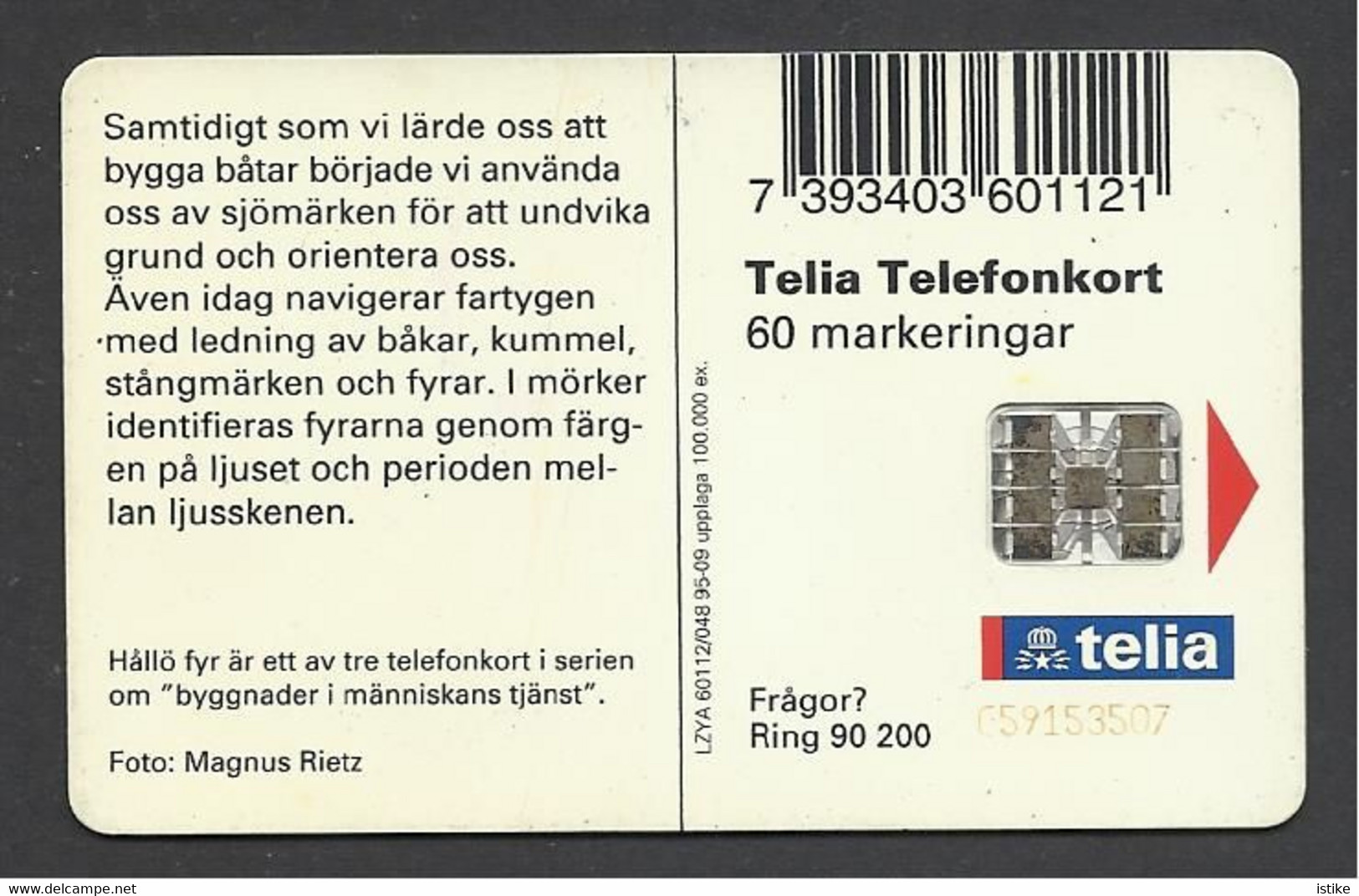 Sweden, Telia, Lighthous  1995. - Faros