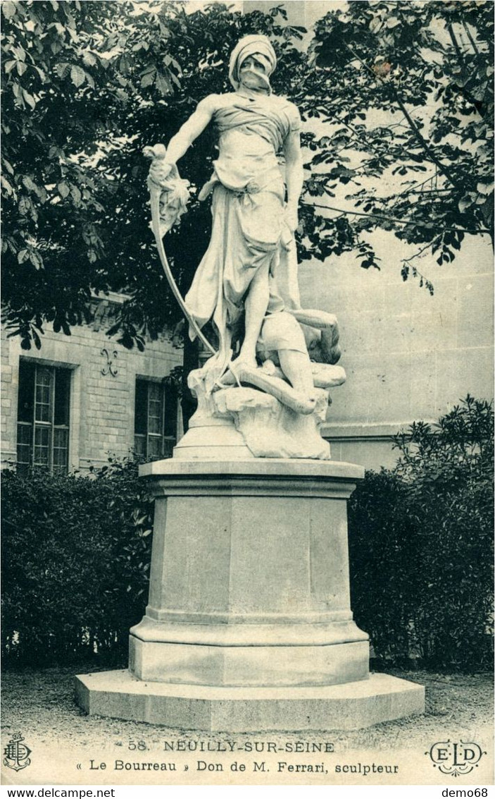 Neuilly Sur Seine CPA 92 Hauts De Seine Monument Le Bourreau M Ferrari Sculpteur 1909 - Neuilly Sur Seine