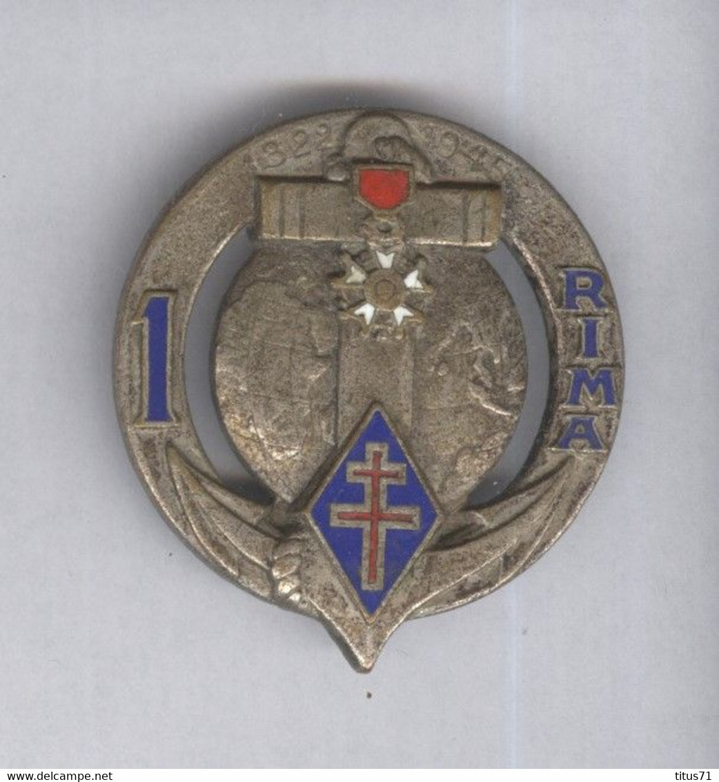 Insigne 1er Rima - Régiment D'Infanterie De Marine - Dos Guilloché - Drago Paris - Marine