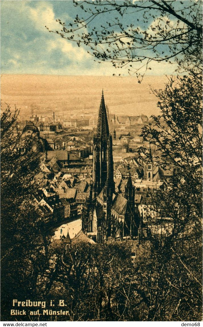 Freiburg Breisgau Fribourg  Blick Auf Münster Allemagne Deutschland 1916 Tampon P K Kontrole - Freiburg I. Br.