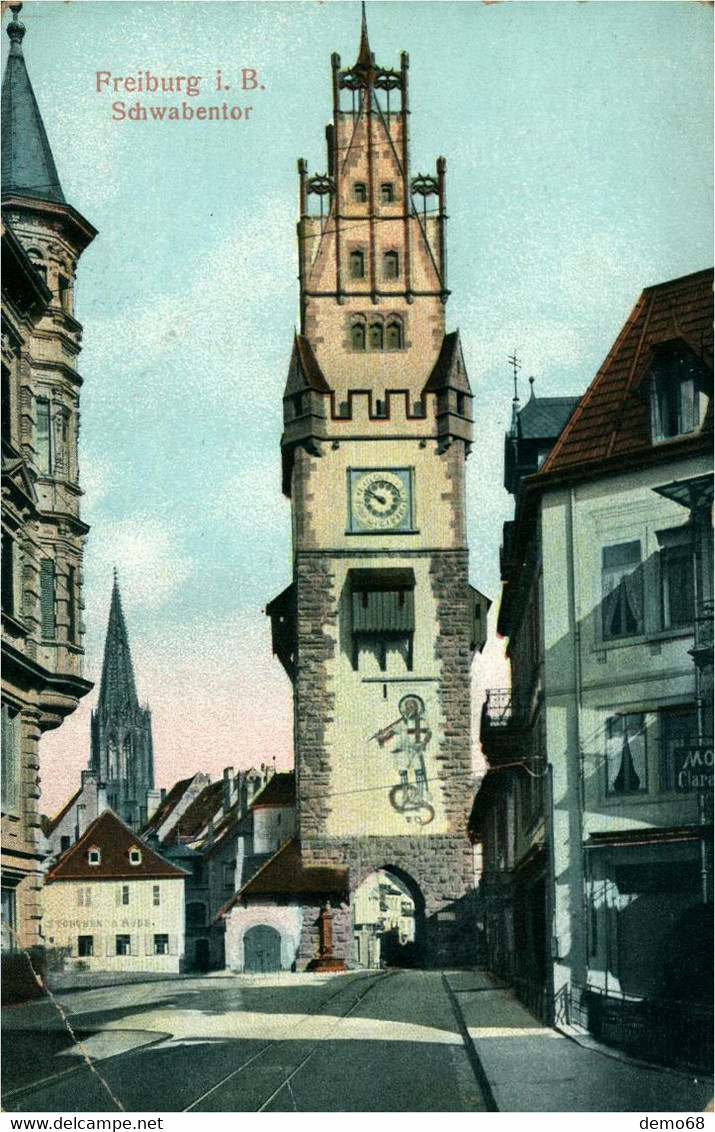 Freiburg Breisgau Fribourg Schabentor Litho Allemagne Deutschland ( Un Petit Pli Enbas à Gauche ) - Freiburg I. Br.