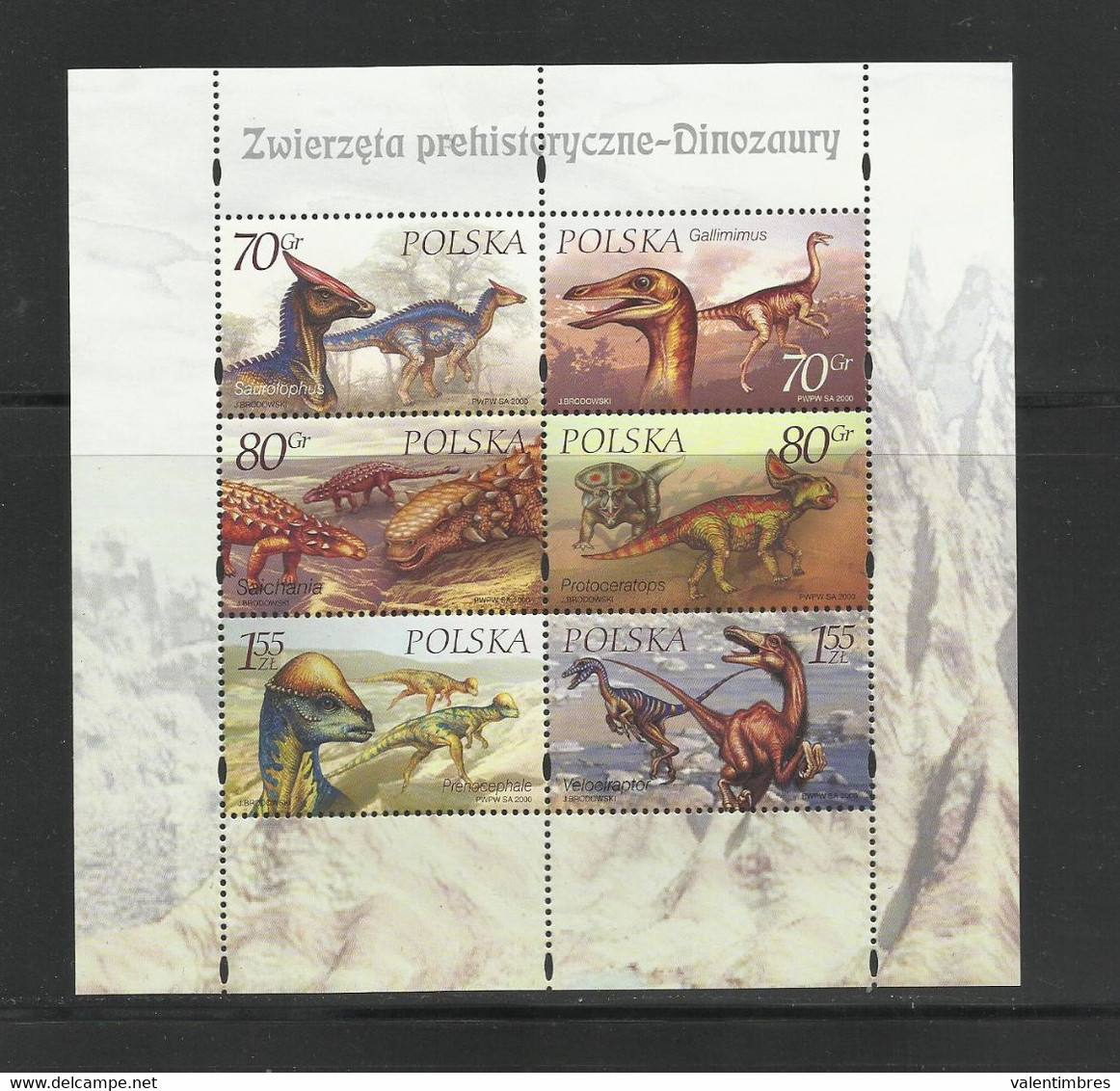 Pologne YT 3586/91  En Feuillet ** Poland Polen Polonia Polska  Dinosaures Animaux Préhistoire - Feuilles Complètes