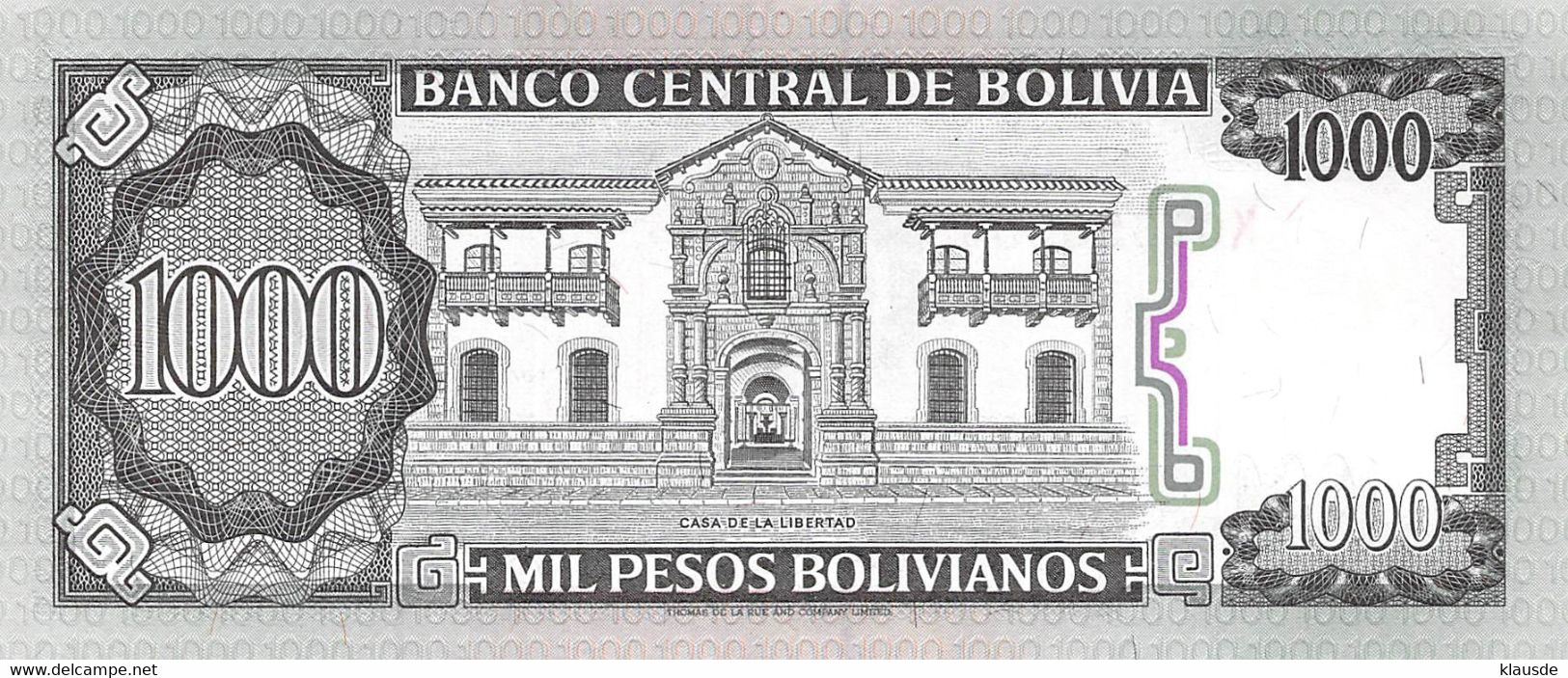 1000 Mil Pesos Bolivianos Banknote Bolivien UNC - Bolivie