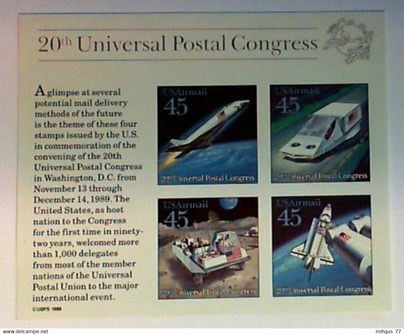 USA : Nov. 24, 1989 20 Th Anniversary Of Apollo XI - Verenigde Staten