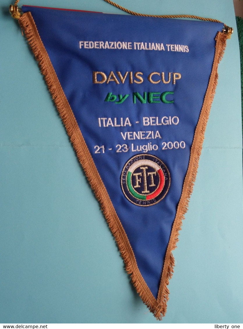 Federazione ITALIANA Tennis DAVIS CUP By NEC - ITALIA / BELGIO - 2000 ( See / Voir SCAN ) Wimpel - Pennant - Fanion ! - Abbigliamento, Souvenirs & Varie