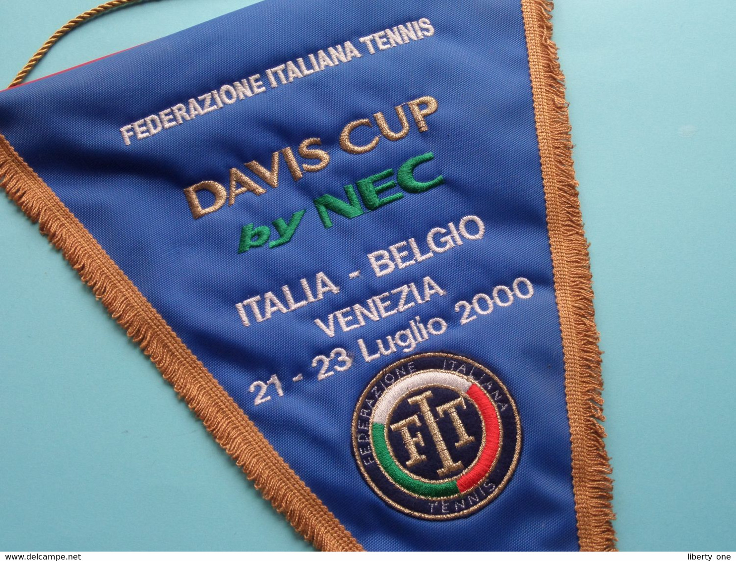 Federazione ITALIANA Tennis DAVIS CUP By NEC - ITALIA / BELGIO - 2000 ( See / Voir SCAN ) Wimpel - Pennant - Fanion ! - Abbigliamento, Souvenirs & Varie