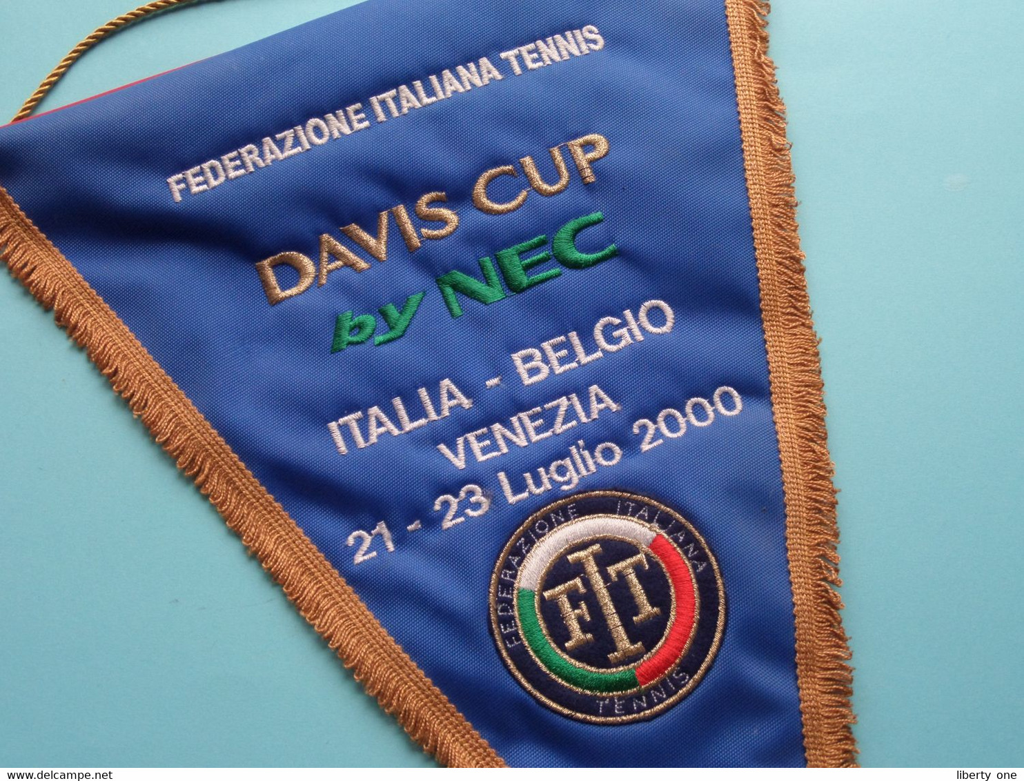 Federazione ITALIANA Tennis DAVIS CUP By NEC - ITALIA / BELGIO - 2000 ( See / Voir SCAN ) Wimpel - Pennant - Fanion ! - Bekleidung, Souvenirs Und Sonstige