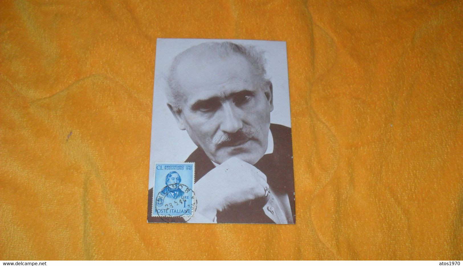 CARTE POSTALE ANCIENNE DE 1946../ ARTURO TOSCANINI..CACHETS + TIMBRES X4...ROSSINIANO, POSTE AERIENNE, UNION PHILATEL.LO - 1946-60: Marcofilie