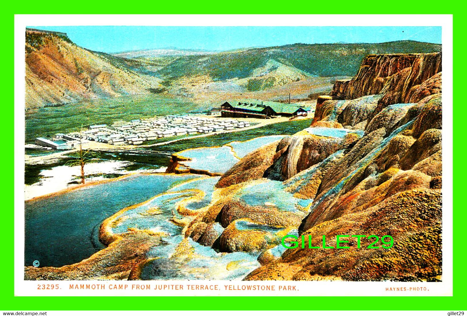 YELLOWSTONE, WY - MAMMOTH CAMP FROM JUPITER TERRACE - YELLOWSTONE PARK - PUB. BY J. E. HAYNES - - Yellowstone