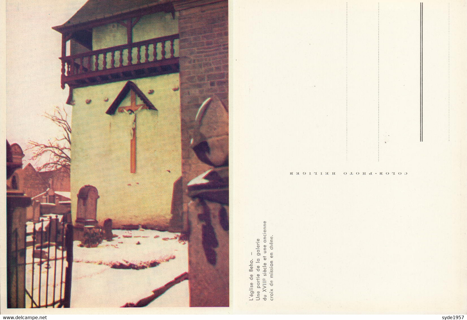 Beho - L'église De Beho - Une Partie De La Galerie Du XVIIIe Siècle Et Une Ancienne Croix De Mission En Chêne - Gouvy