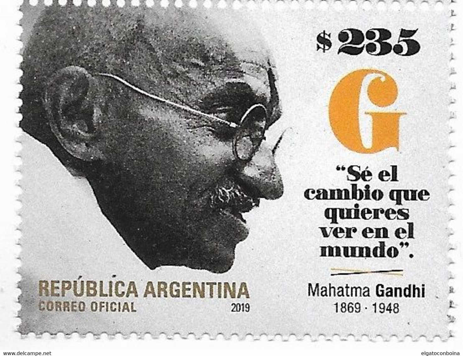 ARGENTINA 2019 MAHATMA GANDHI 1869-1948 PEACE LEADER  INDIA MINT NEVER HINGED - Nuevos