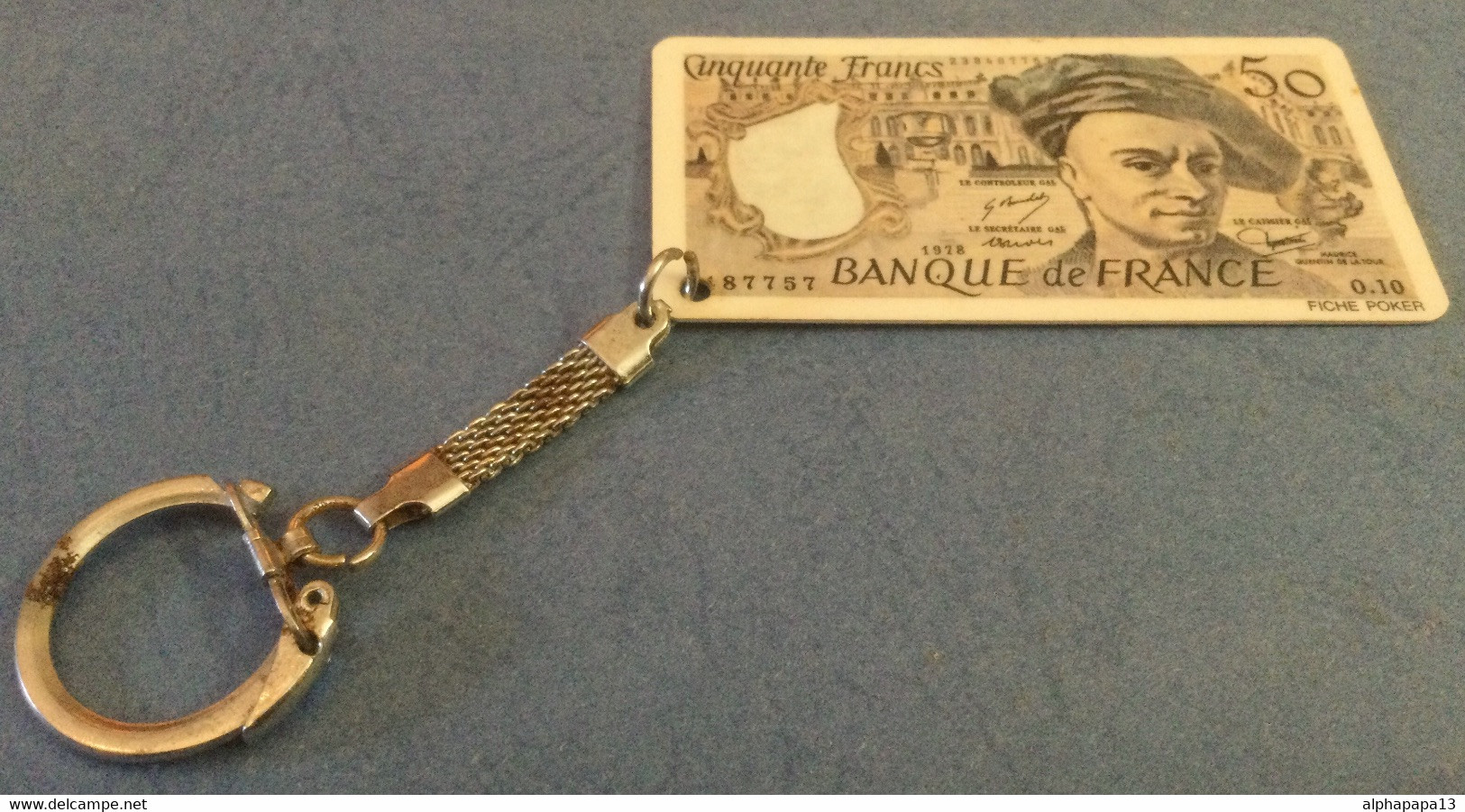 Porte Clef Billet De 50 Francs Français - Plaque Plastique Rigide - Key-rings