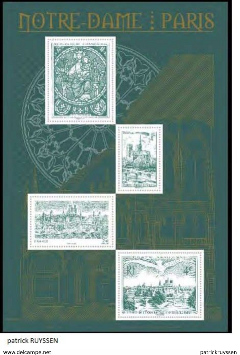 France 2020 Notre Dame De Paris Cathedrale Church Monument Stamp On Stamp Ms4v Mnh - Kirchen U. Kathedralen