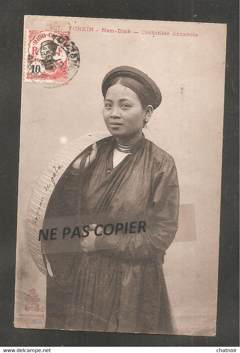 TONKIN     NAM  DINH  Couturiere Annamite   Oblit  TOURANE     1909 - Viêt-Nam