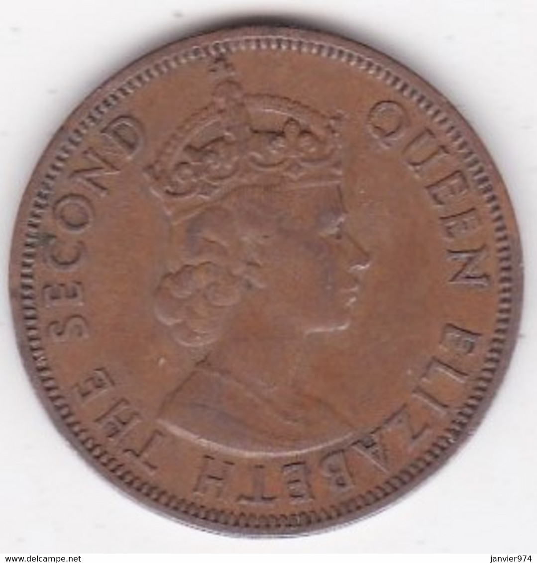 Chypre 5 Mils 1955 Elizabeth II , Bronze,  KM# 34 - Chipre