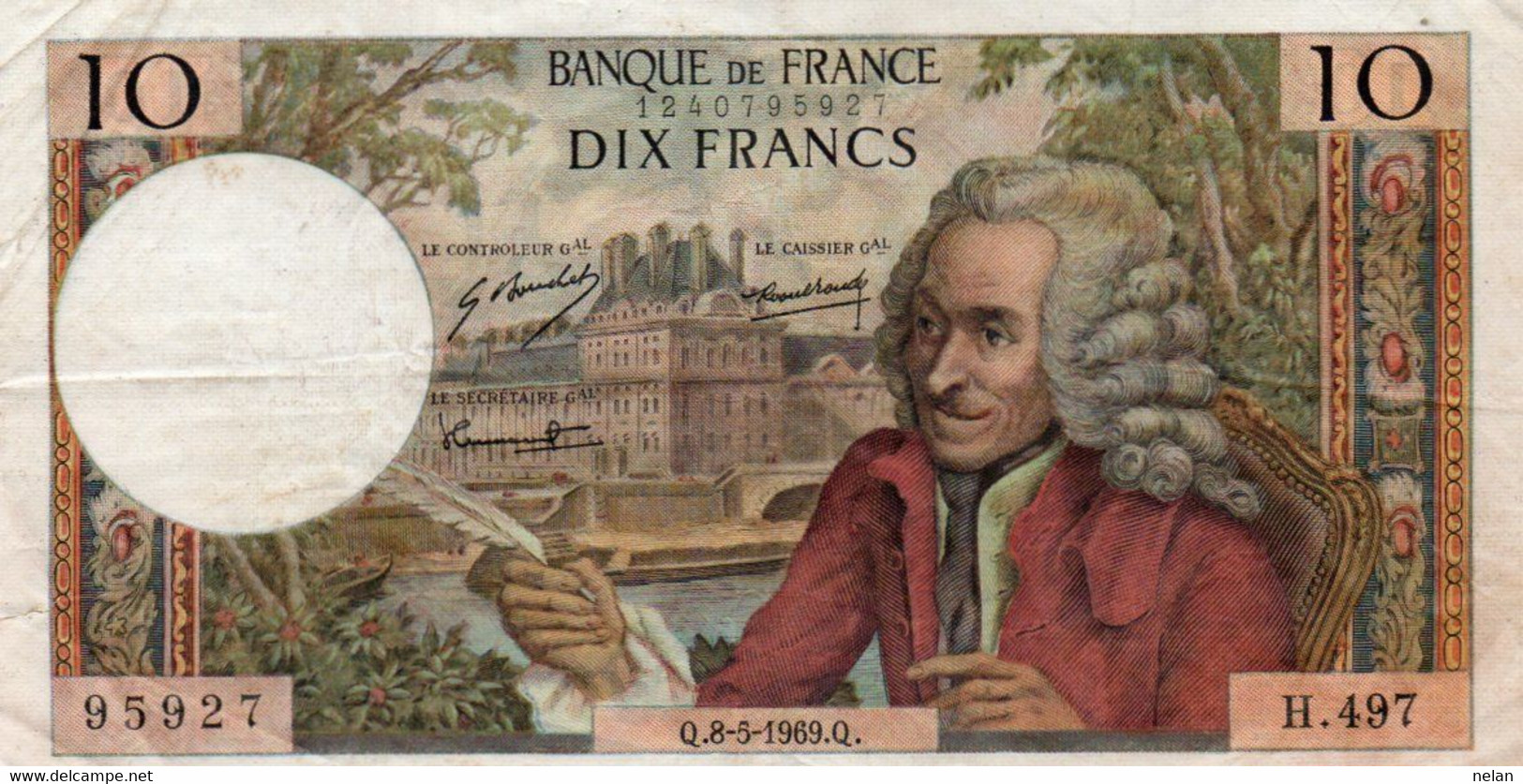 FRANCIA 10 FRANCS 1969.Q.   P-147 - 10 F 1963-1973 ''Voltaire''