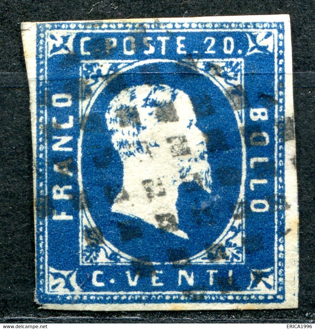 Z2105 ASI SARDEGNA 1851 VEII C. 20, Usato, Sassone 2, 1 Margine Corto, Valore Catalogo € 550 - Sardinia