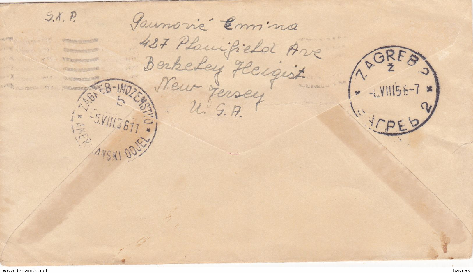 USA --  LETTRE, BRIEF  --  BERKELEY HEIGHT ( NEW JERSEY )  TO CROATIA  --  1956 - Sonstige & Ohne Zuordnung