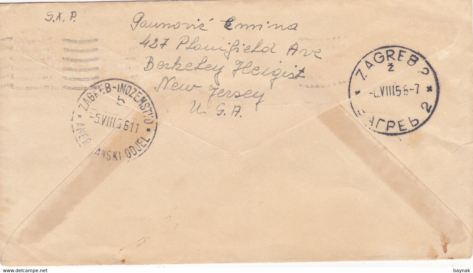 USA --  LETTRE, BRIEF  --  BERKELEY HEIGHT ( NEW JERSEY )  TO CROATIA  --  1956 - Autres & Non Classés