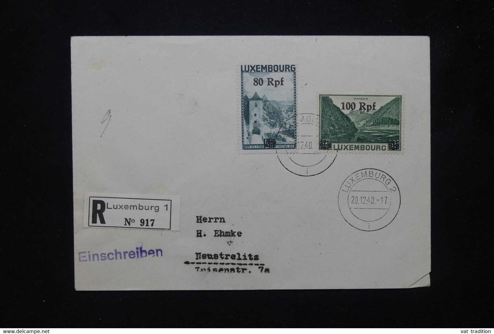 LUXEMBOURG - Enveloppe En Recommandé De Luxembourg En 1940, Affranchissement Occupation Allemande - L 77105 - 1940-1944 German Occupation