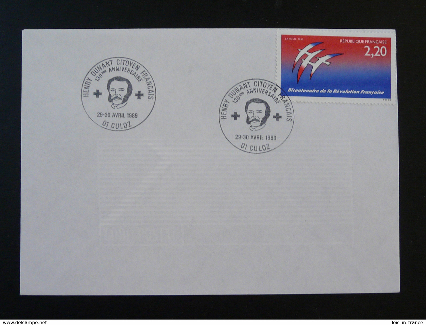 Henry Dunant Croix Rouge Red Cross Prix Nobel Obliteration Sur Lettre Postmark On Cover Culoz 01 Ain 1989 - Henry Dunant