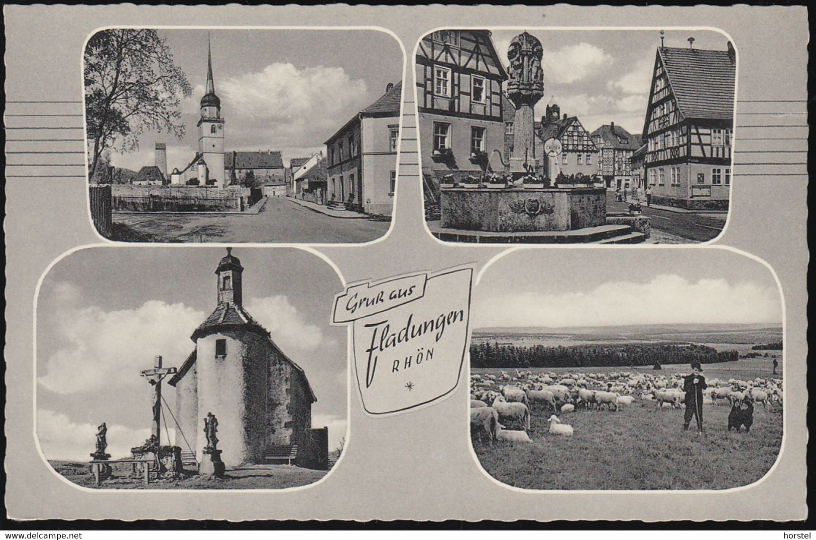 D-97650 Fladungen - Rhön - Alte Ansichten - Kirche - Brunnen - Schäfer - Mellrichstadt