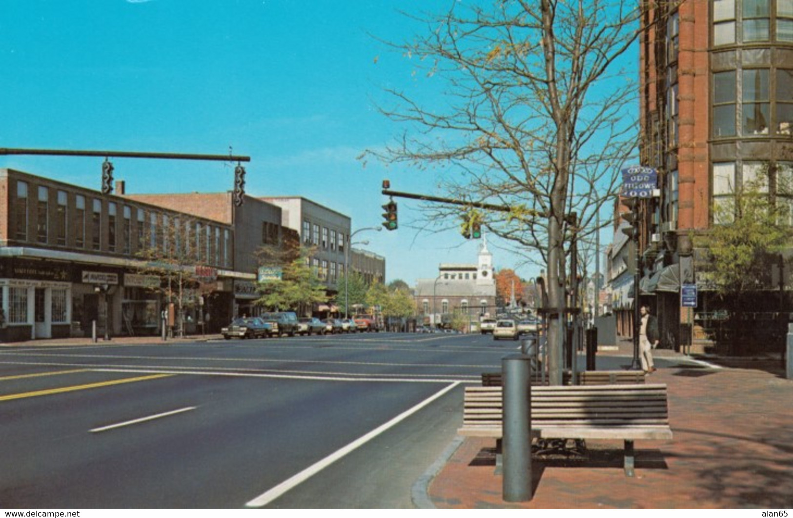 Nashua New Hampshire, Main Street Looking North, Autos, Business District, C1970s/80s Vintage Postcard - Nashua