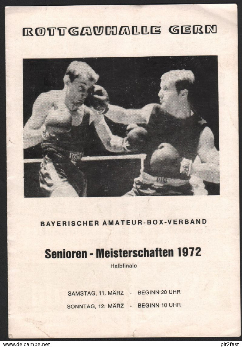 Programmheft / Programm - Boxen In Gern 1972 - Meisterschaft - Pfarrkirchen , Passau , Simbach !!! - Autres & Non Classés