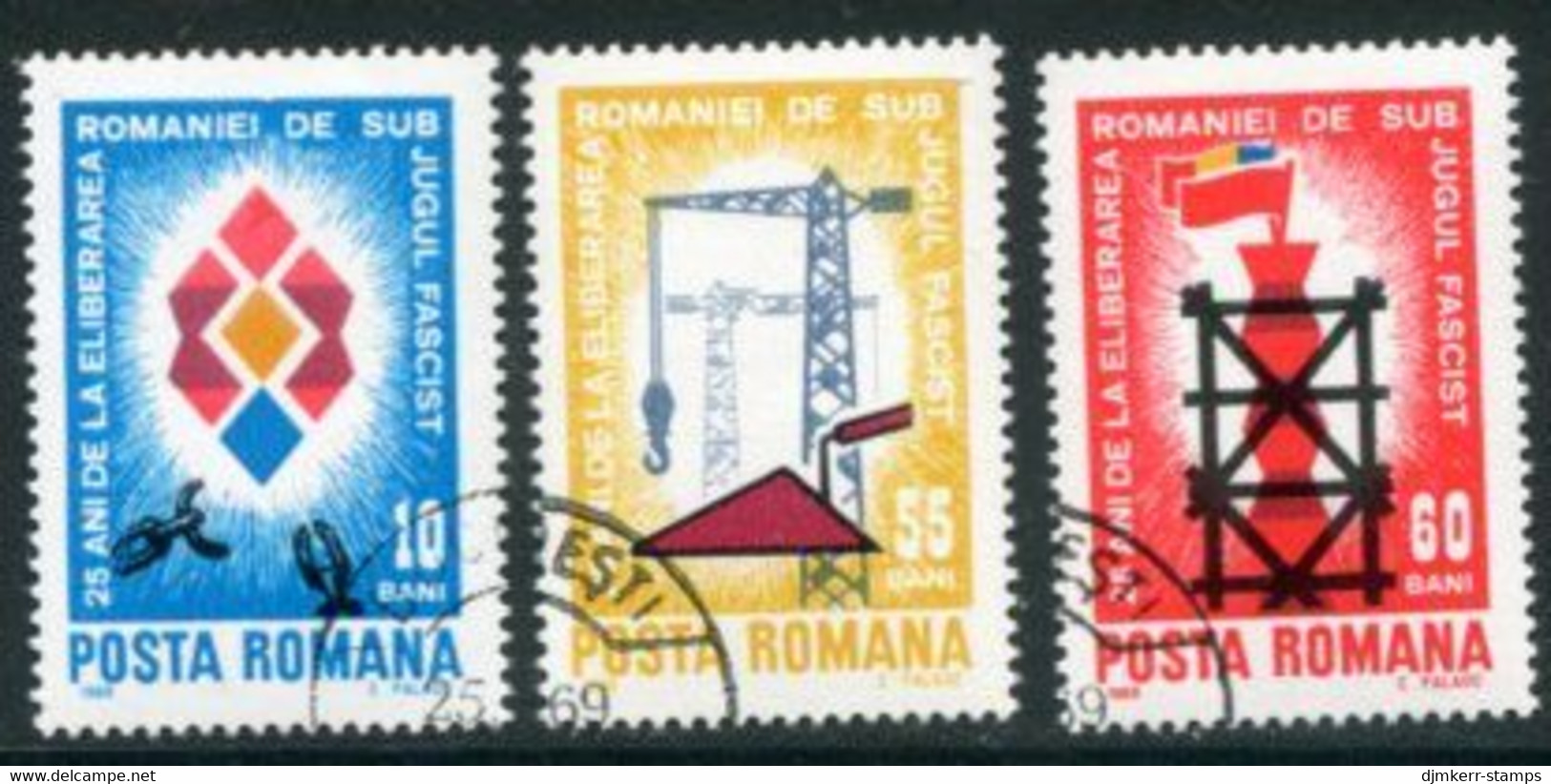 ROMANIA 1969 Overthrow Of Fascist Regime Used.  Michel 2786-88 - Usado