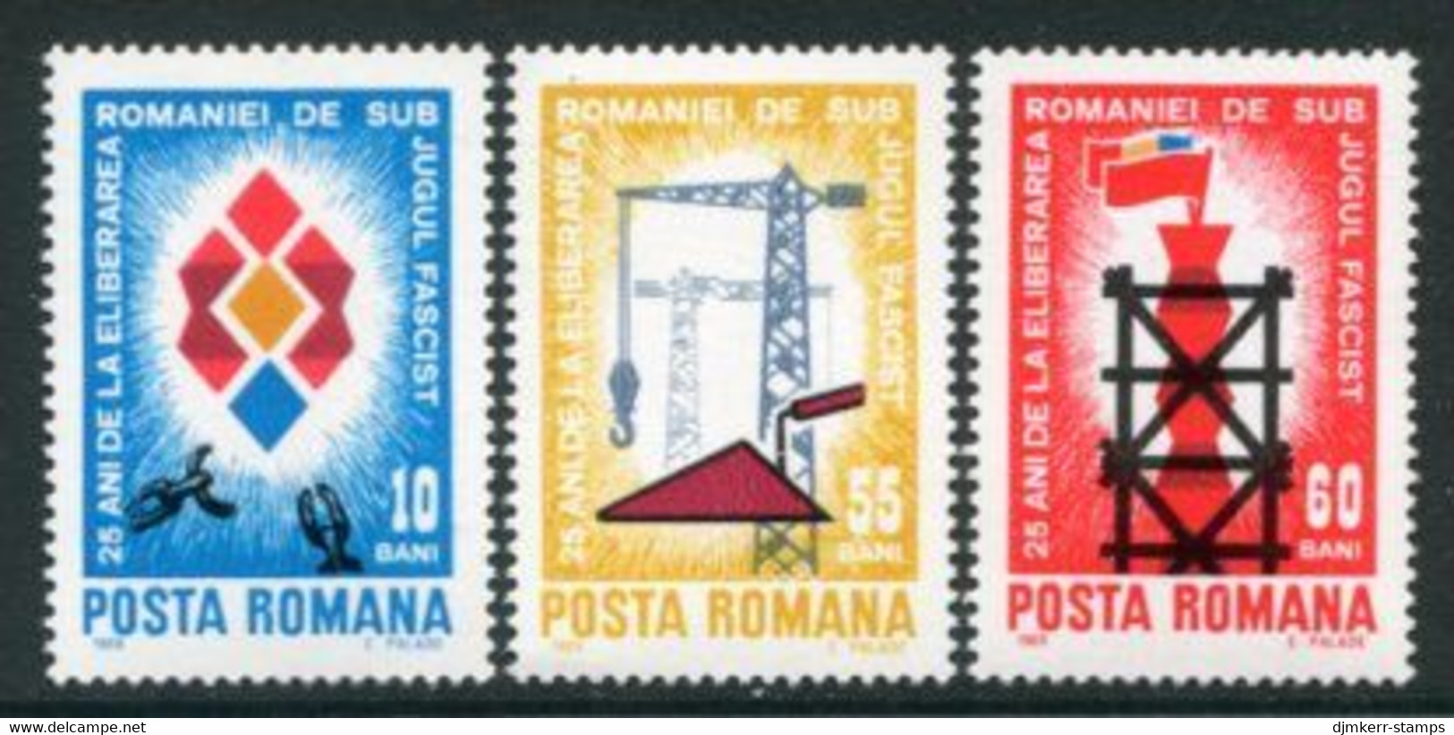 ROMANIA 1969 Overthrow Of Fascist Regime MNH / **.  Michel 2786-88 - Neufs