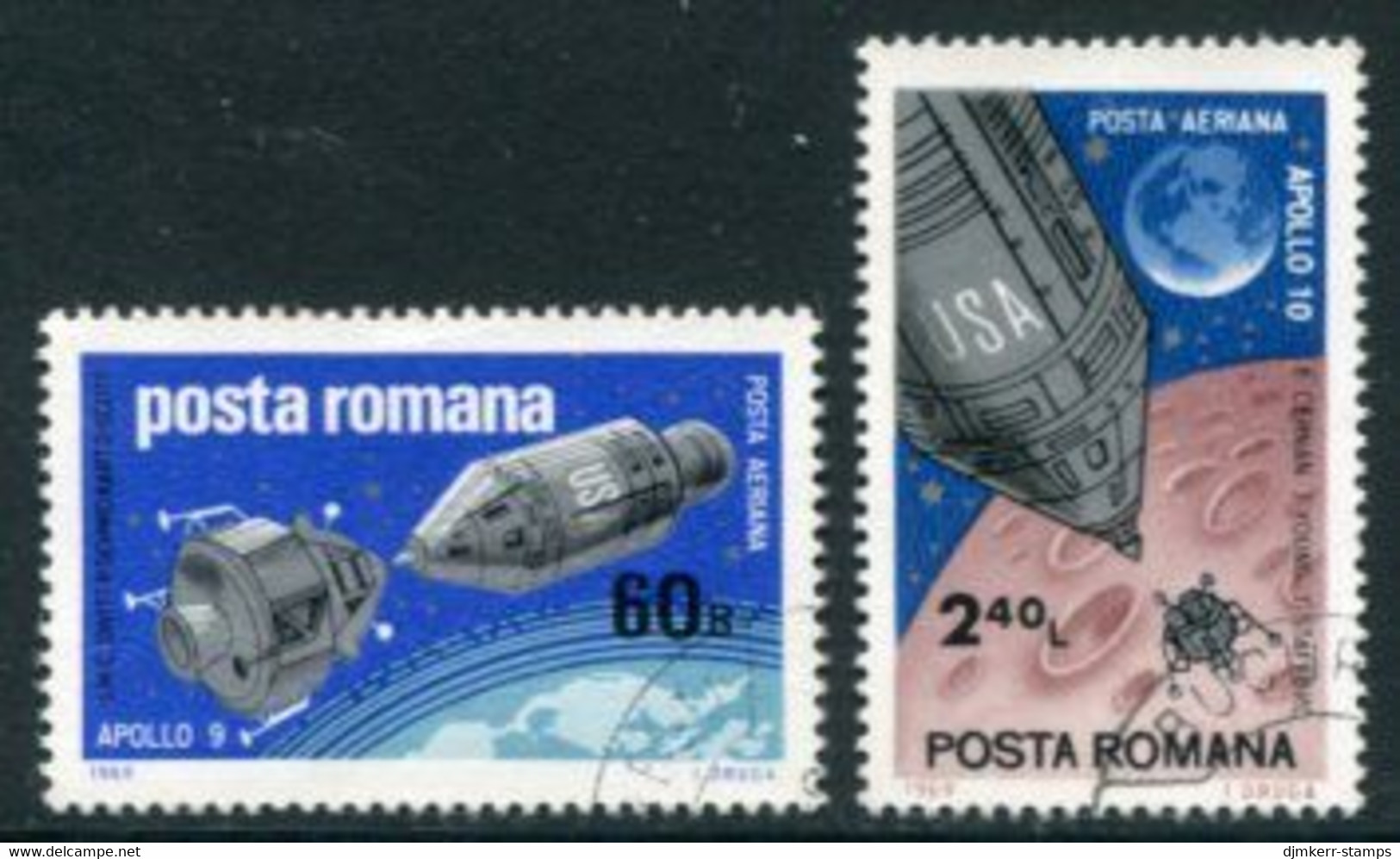 ROMANIA 1969 Apollo 9 And 10 Spacecraft Used.  Michel 2779-80 - Usado