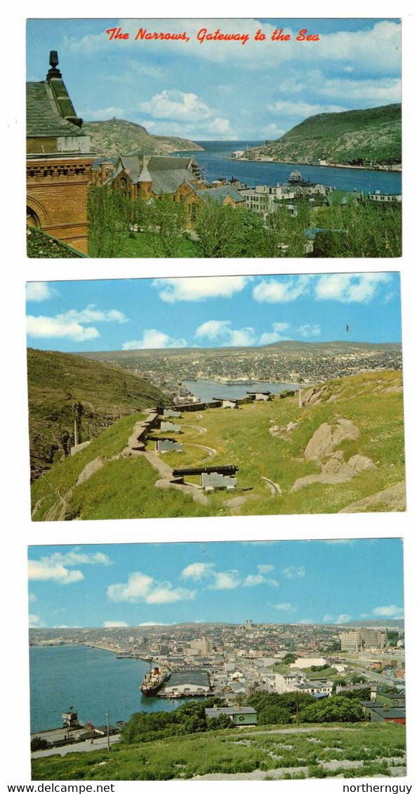 3 Different ST. JOHN'S, Newfoundland, Canada, Old Chrome Postcards - St. John's