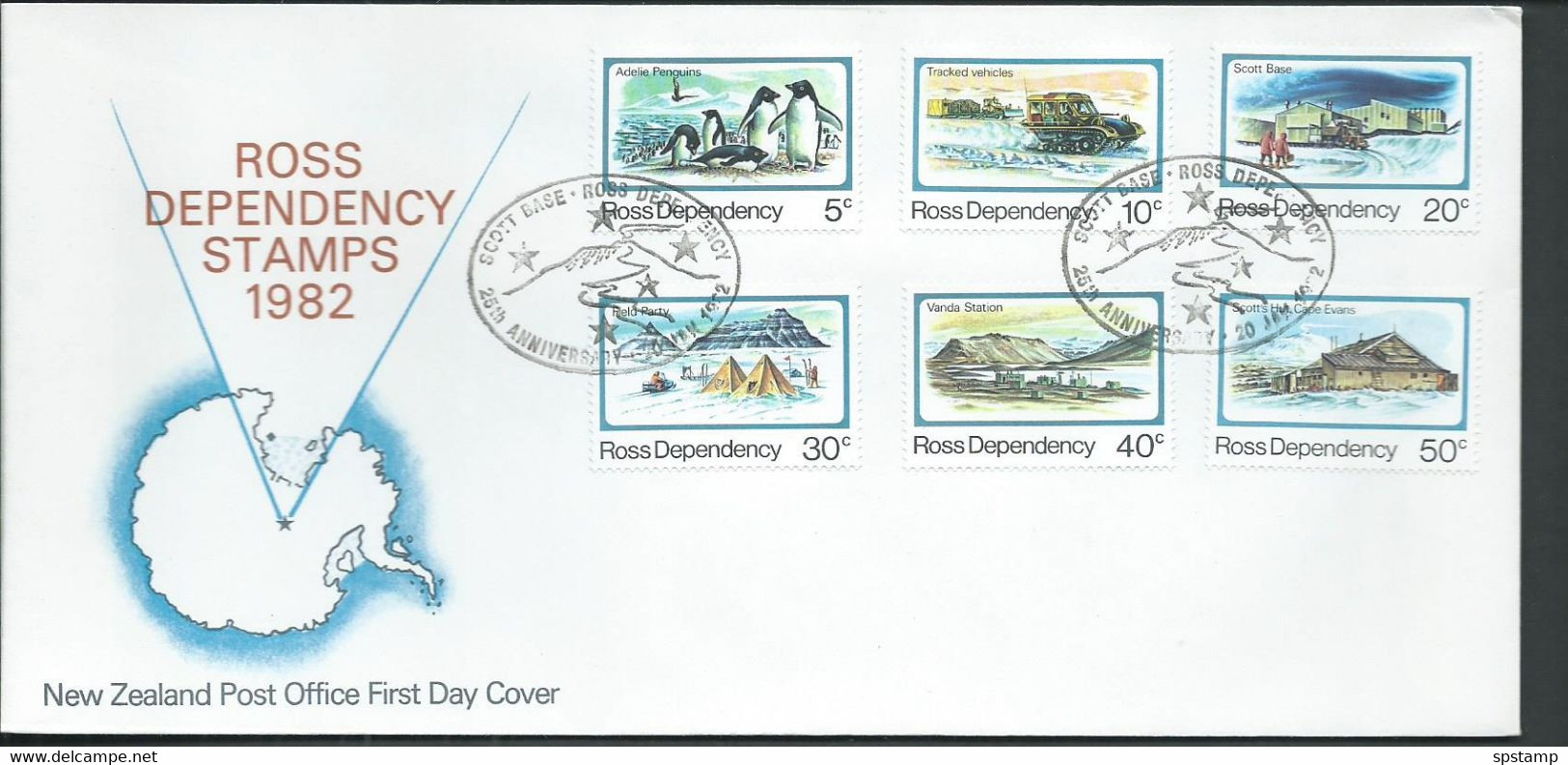 Ross Dependency 1982 25th Anniversary Of Base Set Of 6 On FDC Official Unaddressed - FDC