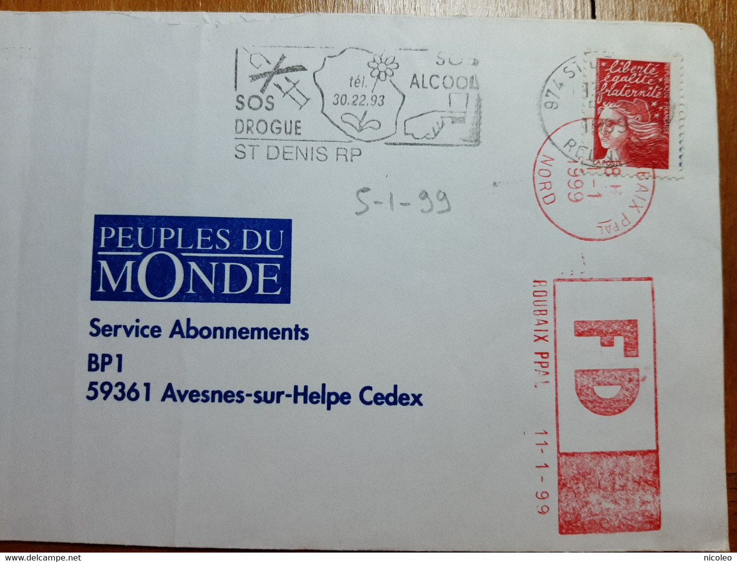 4 Lettres 1999/2013 Avec FD FAUSSE DIRECTION Départ Ou Destination Réunion, Dont Une Par Mayotte, état M - Autres & Non Classés