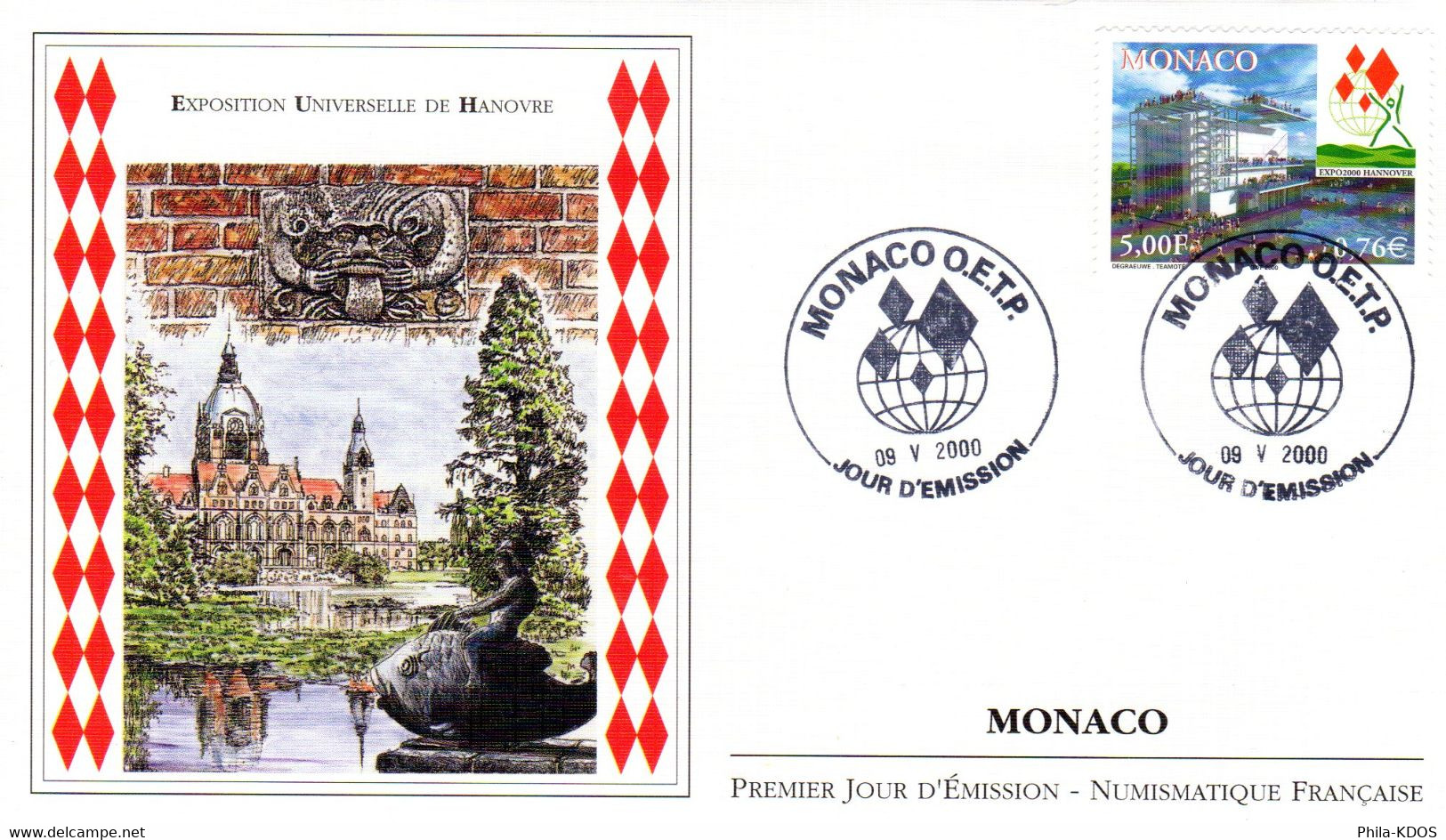 " EXPOSITION UNIVERSELLE DE HANOVRE " Sur Enveloppe 1er Jour De 2000 De Monaco. N° YT 2252. Parf état. FDC - 2000 – Hannover (Alemania)