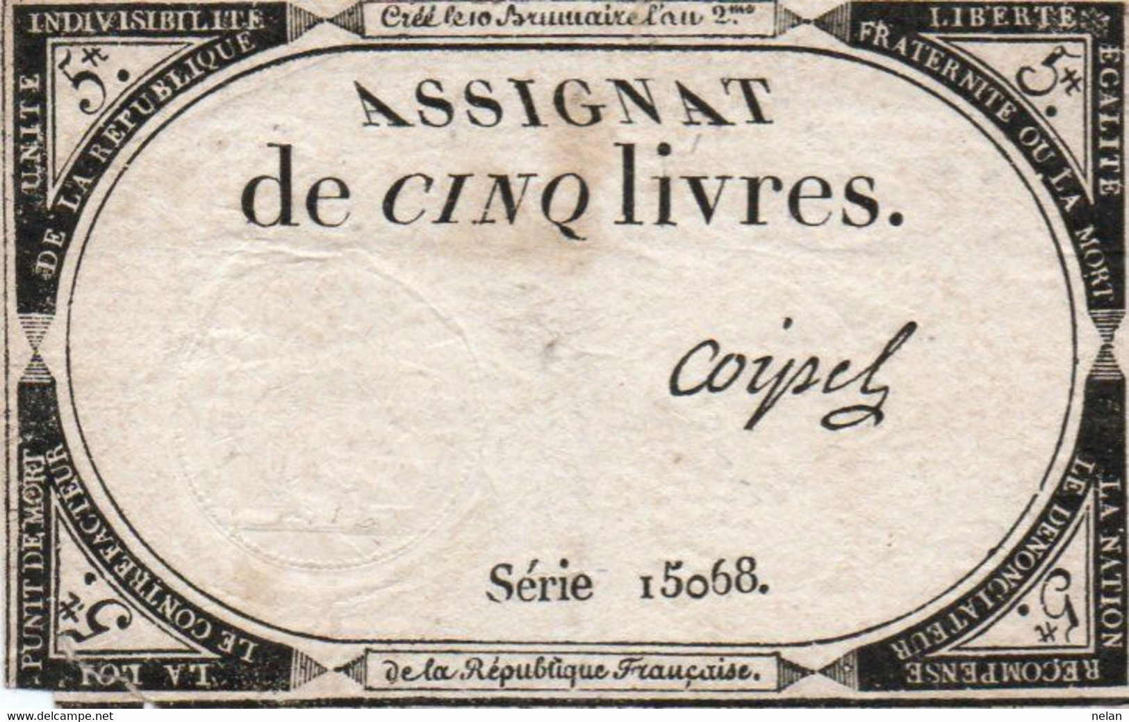 FRANCIA  ASSIGNAT 5 LIVRES 1793 P-A-76 - ...-1889 Anciens Francs Circulés Au XIXème