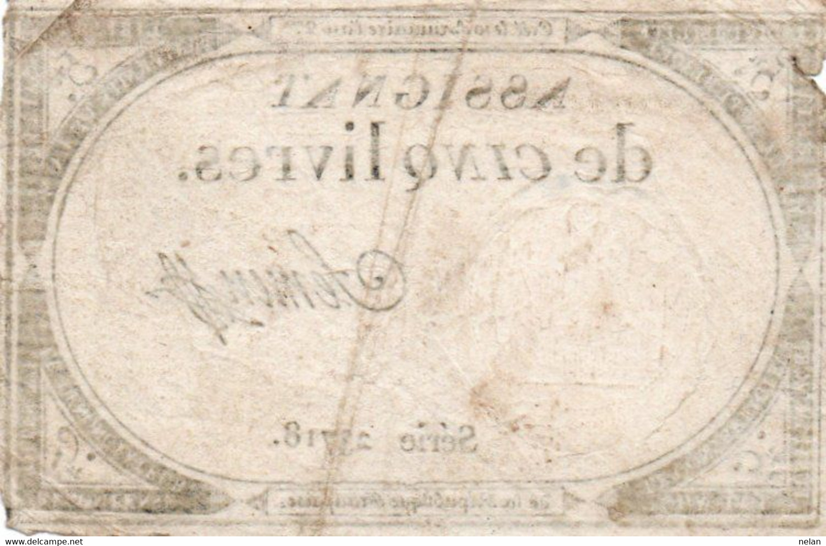 FRANCIA  ASSIGNAT 5 LIVRES 1793   P-A-76 - ...-1889 Circulated During XIXth