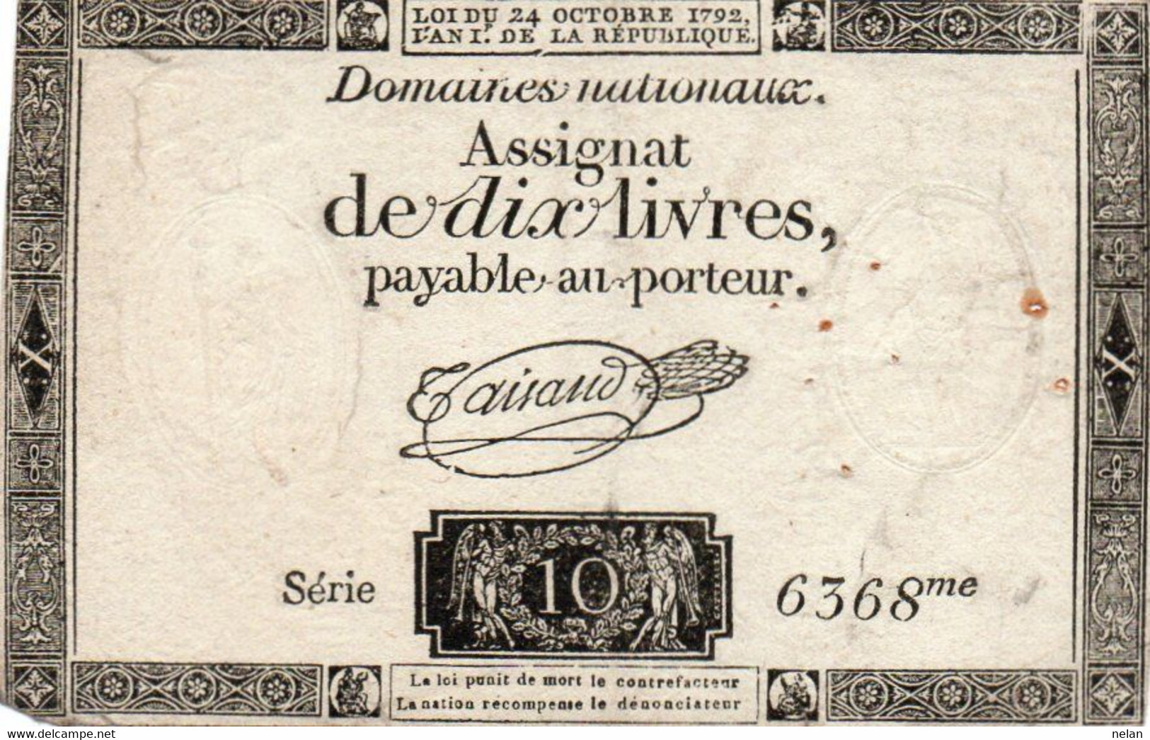 FRANCIA 10 LIVRES 1792  P-A66 - ...-1889 Franchi Antichi Circolanti Durante Il XIX Sec.