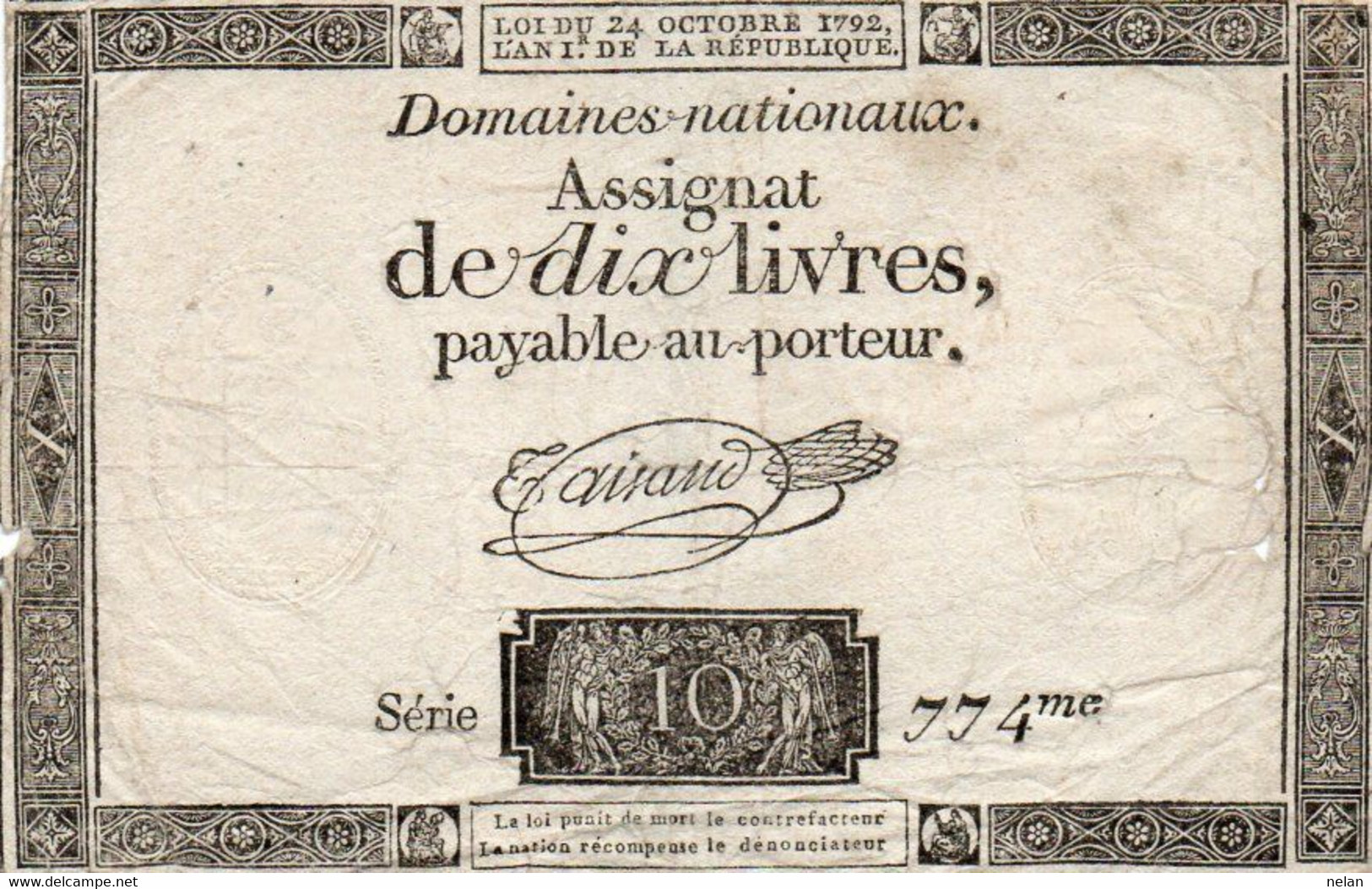 FRANCIA 10 LIVRES 1792  P-A66 - ...-1889 Anciens Francs Circulés Au XIXème