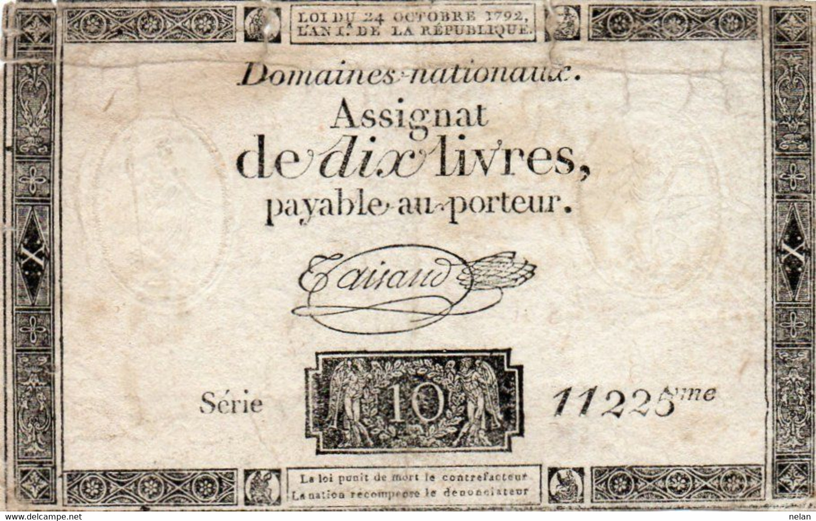 FRANCIA 10 LIVRES 1792  P-A66 - ...-1889 Circulated During XIXth