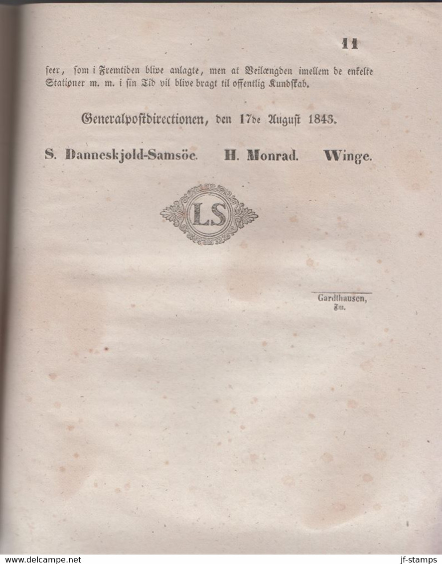 1843. DANMARK. Beautiful Placat Angaaende Befordring Af Ekstraposter, Staffetter Og C... () - JF410170 - ...-1851 Préphilatélie