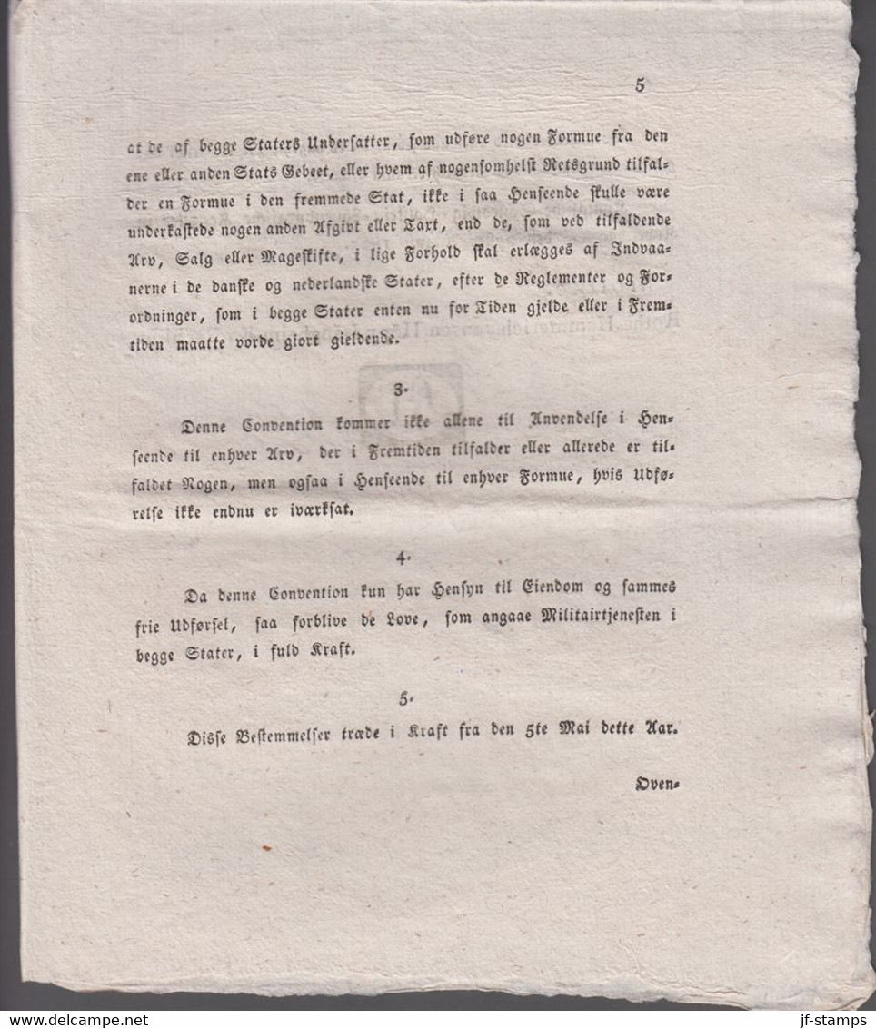 1825. DANMARK. Cancellie-Placat Indeholdende Bestemmelser Angaaende Afdragsrettens Op... () - JF410178 - ...-1851 Prephilately