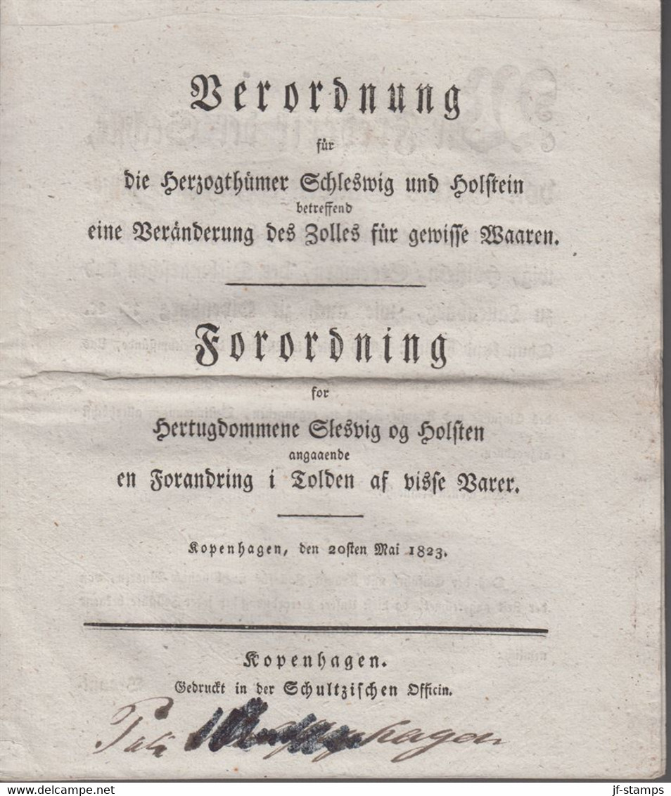 1823. DANMARK. Exceptional Fine Quality Of A Forordning (15 Pages) For Hertugdommene ... () - JF410180 - ...-1851 Préphilatélie