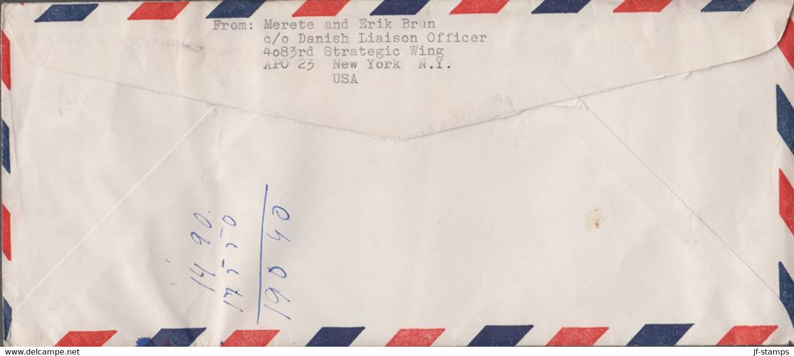 1959. GRØNLAND. US 15 Cents On AIR MAIL COVER From Thule Air Base (APO 23) To Denmark... () - JF410185 - Thulé