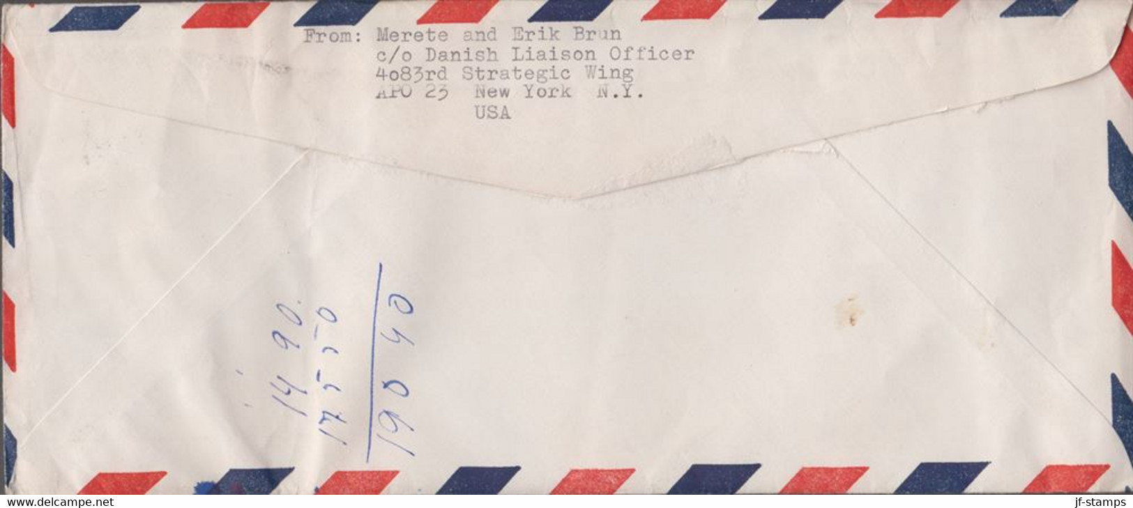 1959. GRØNLAND. US 15 Cents On AIR MAIL COVER From Thule Air Base (APO 23) To Denmark... () - JF410185 - Thule